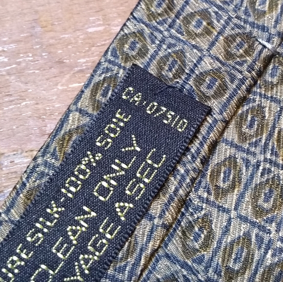 Giorgio Armani Tie, 100% Silk, Blue & Green & Grey Pattern, Made in Italy - Picture 8 of 10